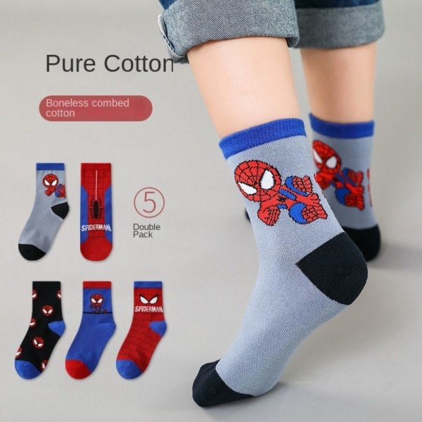 5 par Spiderman Baby Strømper L(6-8 år) L(6-8 Years)