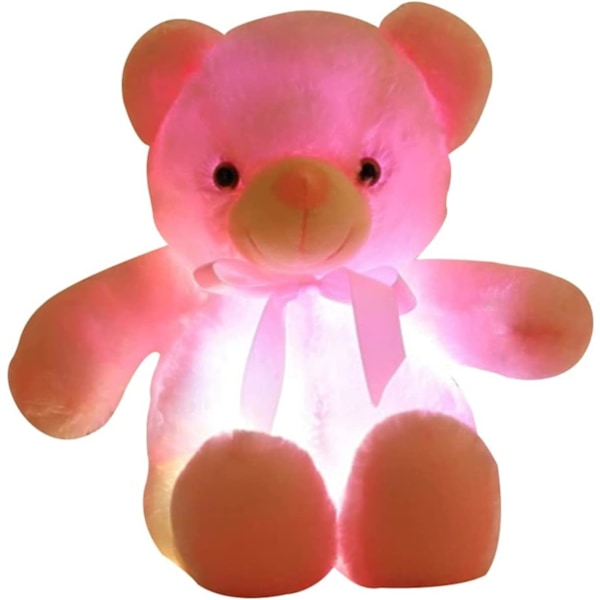 Björnpluchdjur 7 färger Ljusförändrande Björnpluchdjur Kudde LED Ljus Nattlampa för Barn Sova，30cm/11.8\" björn Pink