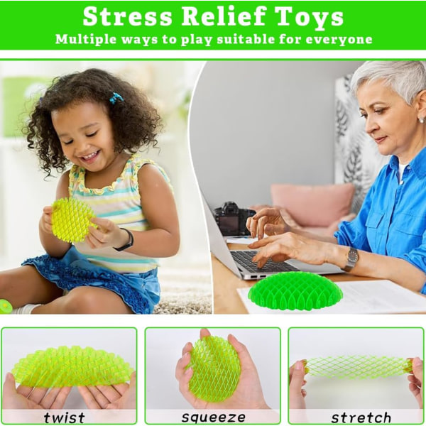 2 stk Stressavlastende Fidget Leke Poppeorm Strekkbare Lekeorm Store Fidget Leke Voksne og Barn Reiseorm Fidget Leke for Barn og Voksne - 12cm