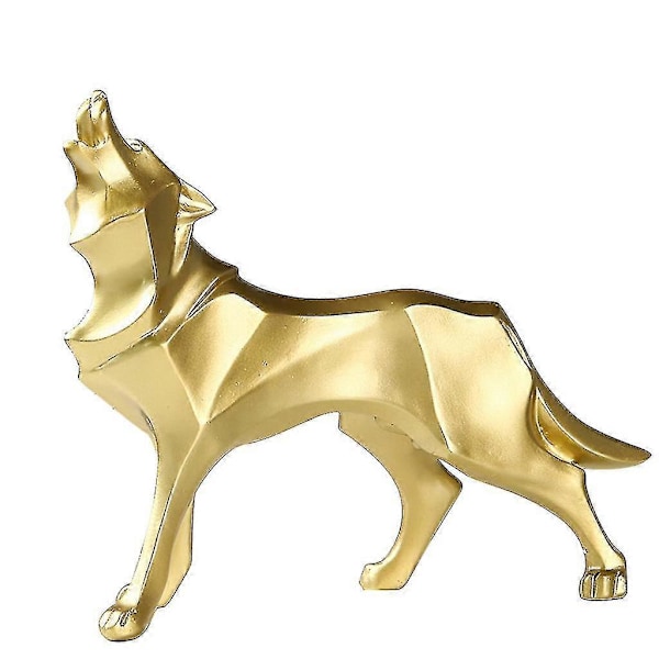 Kreativ Nordisk Abstrakt Harpiks Ulv Statue Skulptur Metal Geometrisk Dyr Skulptur Moderne Hjem Dekoration Ornament