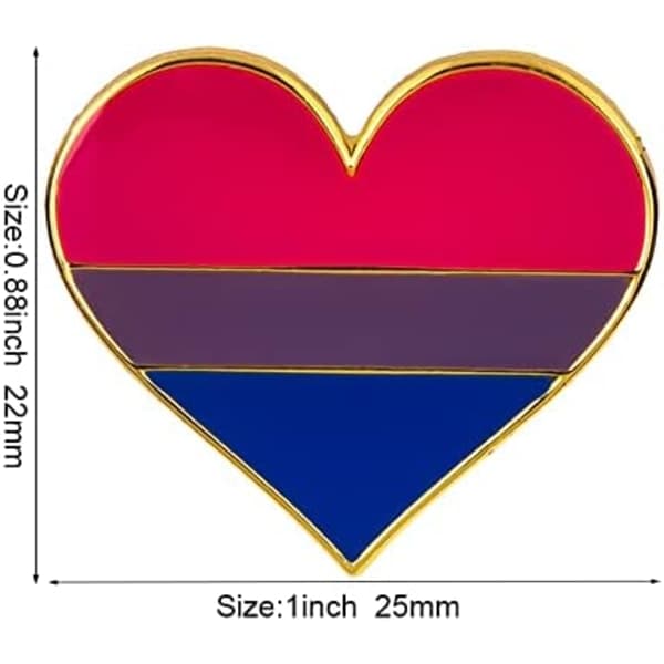 5-pakning Biseksuell pride hjerteformede pins brosjer flaggmerke brosje Bisexual