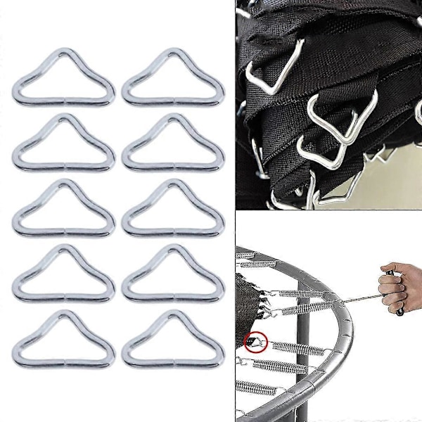 10 st Metall Triangelringar Spänne V-ringar för Reparation av Trampolindelar