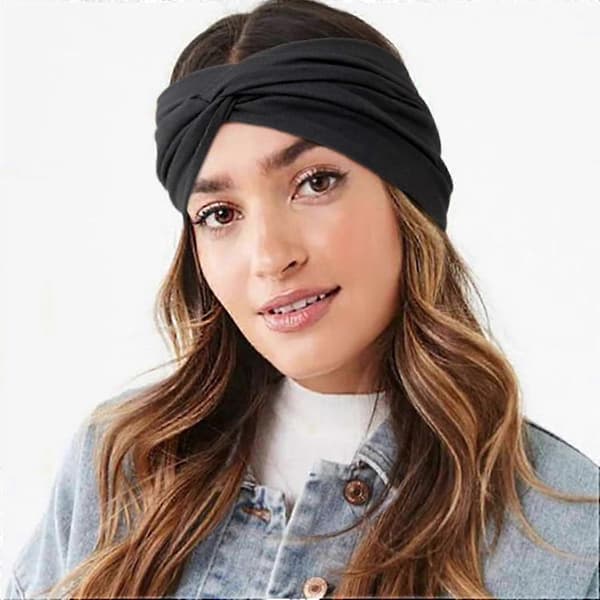 Ekstra Brede Pandebånd til Kvinder Store Turban Pandebånd Skridsikker Boho Elastisk