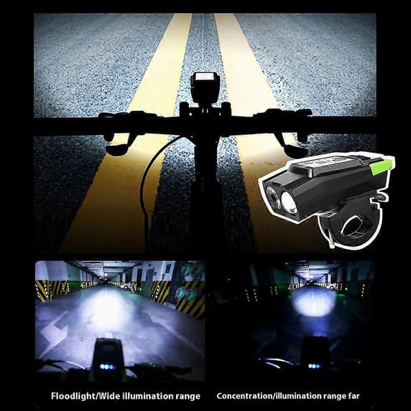 3 i 1 Cykellampor Multifunktionell Cykelutrustning Black B