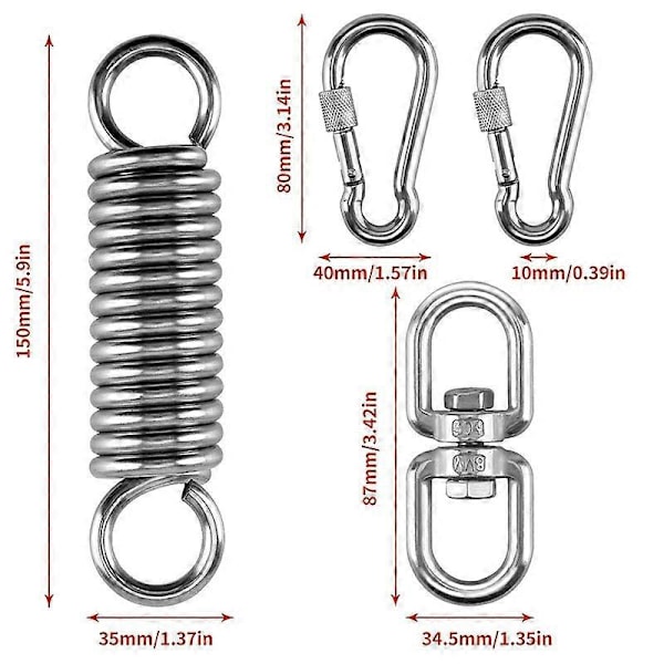 3-pack Hängmatta Fjäderkrok, 304 Rostfritt Stål Fjäder för Hängande Stol, Tillbehör