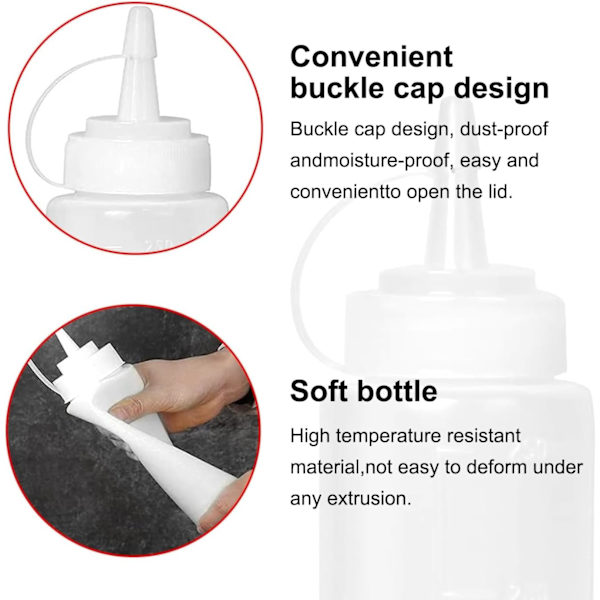 2 stk. BPA-fri Plastik Squeeze-flasker til Krydderier - Lækagesikre, Genanvendelige, Nemme at Klemme, Ideelle til Saucer, Olier, 250ML