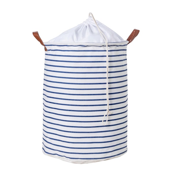 18-Inches Freestanding Laundry Basket with Lid, Collapsible Large Drawstring Clothes Hamper Storage with Leather Handle