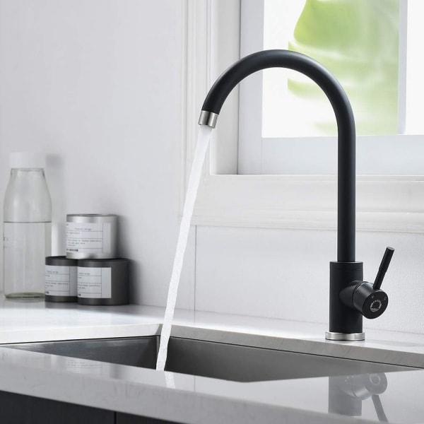 Köksblandare, Hög Svängbar Diskbänksblandare med Enkelt Handtag Electroplating big bend