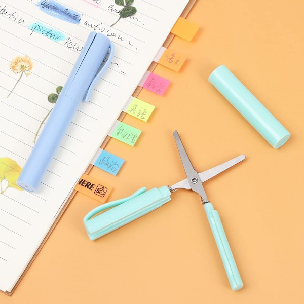 Pennaformade små bärbara saxar, papperssaxdesign, studentsäkra saxar för konst, kontor, skola, kontorsmaterial (babyrosa)