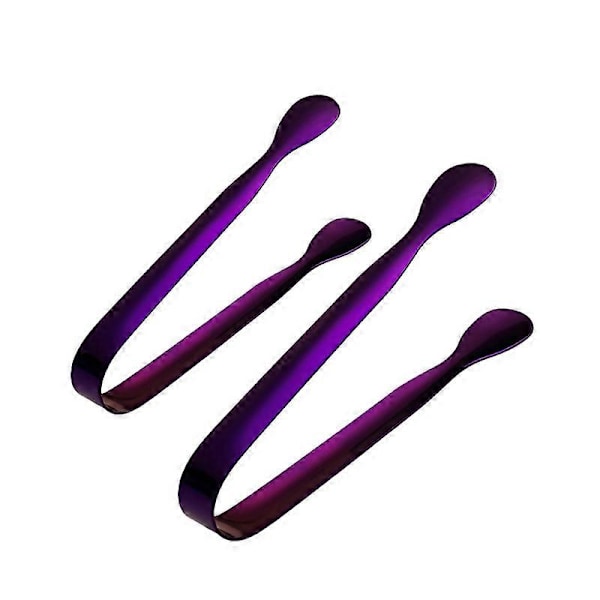 2 stk. Isterning Sukker Tang i Rustfrit Stål til Teselskab Kaffebar Madservering Purple