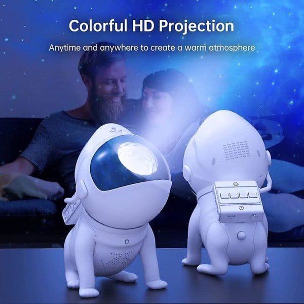 Stjerneprojektor Natlampe Rumhund, Galakseprojektor med 360 Justerbart Design, 21 Farvetilstande, Bluetooth-højttaler, 8 Hvide Lyde og Timer, Astron