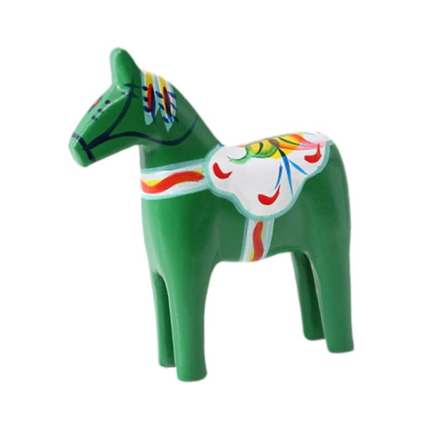 Svensk Dalahest i træ, Svensk Dalahest Statue, Julepynt Gave Samlerobjekt Boligindretning Dalahest Figur green