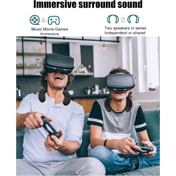 Bluetooth Halshøyttaler, 5.0 Bærbar Trådløs Høyttaler med Støydempende Mikrofon, 3D Stereo Halshøyttaler, Ergonomisk Design, Egnet for Familie