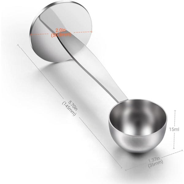 2 i 1 Rustfrit Stål Kaffeske Tamper Dobbeltfunktion Kaffeske Multifunktionsskeholder Kaffeudstyr til Måling og Tampning