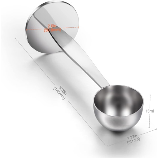 2 i 1 Rustfritt Stål Kaffeskje Tamper Dobbelt Bruk Kaffeskje Multifunksjonsskjeholder Kaffeutstyr for Måling og Tampering