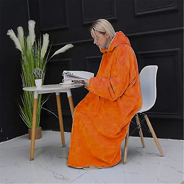 Puettava peittopaita naisille ja miehille, superlämmin ja mukava peittohuppari Orange