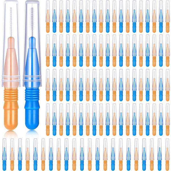 100st Interdentalborste Tandpetare Tandhuvud Munhygien orange+blue