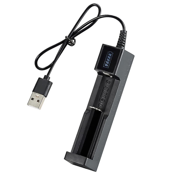 18650 Laddare Enkelplats USB Liten fläkt-ficklampa Litiumbatteri Laddning
