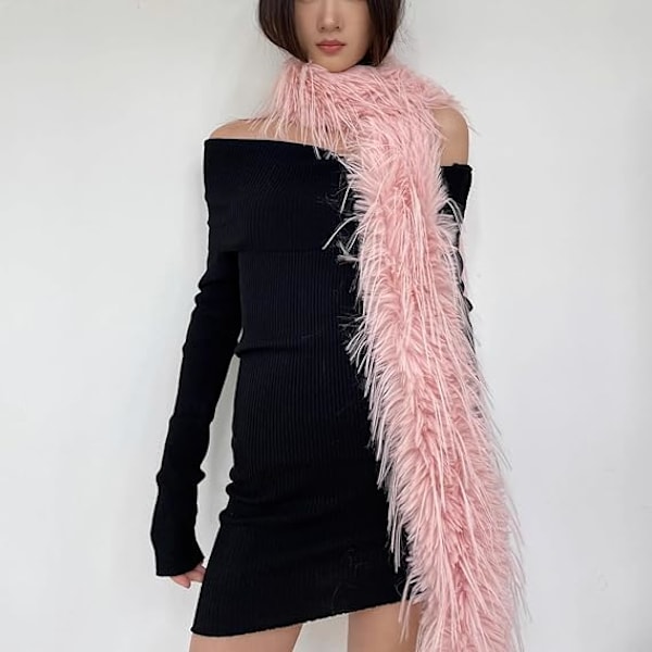 Dam Scarf Höst Vinter, Lätt Stor Varm Mysig Halsduk, Y2K Mode Kashmirhalsduk Konstgjord Päls Plysch Halsdukar för Kallt Väder Pink