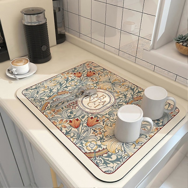 Fantastisk stil tørkematte Myk sammenleggbar lett tørkematte for kjøkkenbenk 30x40cm Style 1