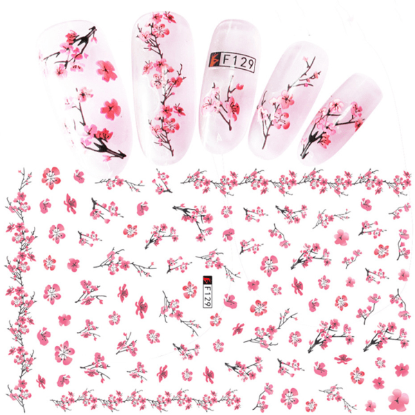 Nail Stickers Flowers Self Adhesive DIY Nail Art Decoration for Women