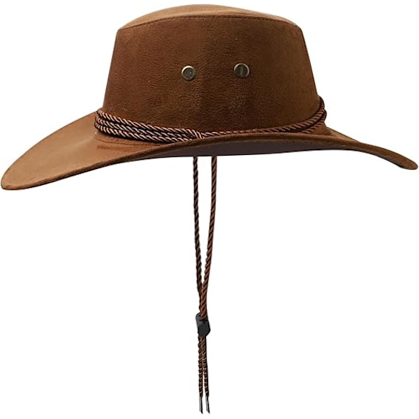 Cowboy-hattu Länsi Auringon Hattu Tekokuitukankaasta Nahka Nahka Nahka Hieno Pukeutuminen Puolue Puku Asuste Matka Ulkona Auringonsuoja Miehille Naisille Light brown