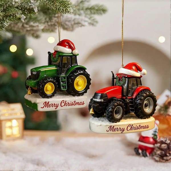 Julgransprydnad Traktor med Tomteluva Charm Festlig Red