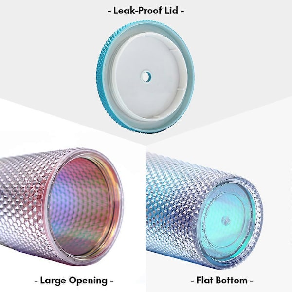 710ML/24OZ Suurikapasiteettinen Vedenkulho Täysin Nauloitettu Mattainen Tumbler Uusiokäyttöinen Muovikuppi Laajalla Availulla Vuotamaton Kansi Olki Transparent multicolor