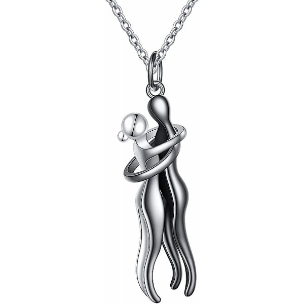 Halauspari-kaulakoru S925 Sterling hopeaa Halaava kaulakoru Rakastettu koru hänelle ja hänelle, rakastajille Ystävänpäivälahja IAX DKE Black and Silver