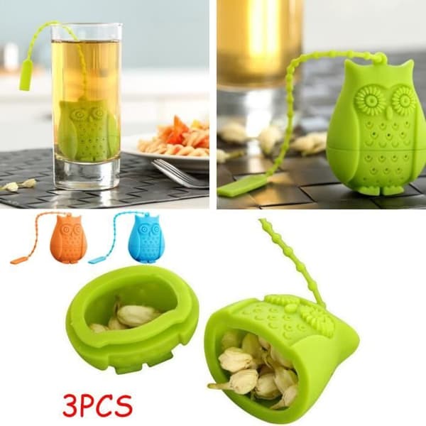 Tekugle, Kreativ ugle dyre silikone tefilter, Teinfuser til løs te, Mini tefilter, Genanvendelige teposer