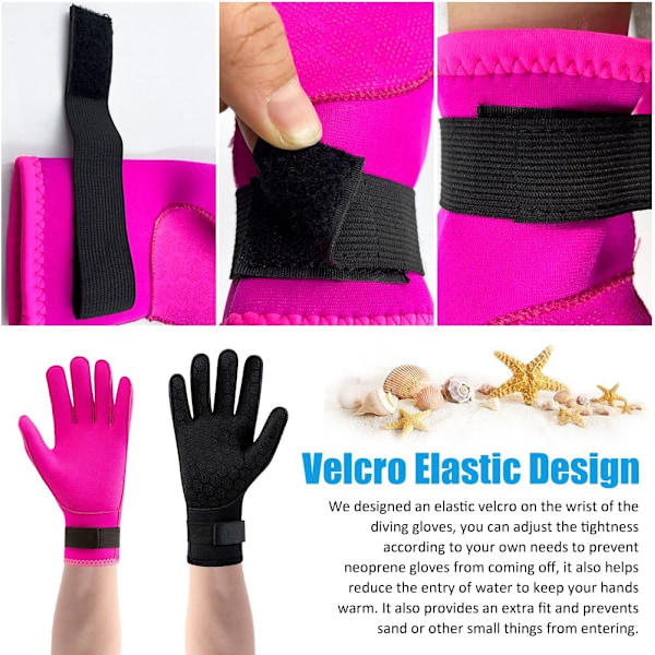 3mm Neopren Dykhandskar, Halksäkra Varma Neopren Simhandskar, Termisk Våtdräktshandske, (Rosa, L)