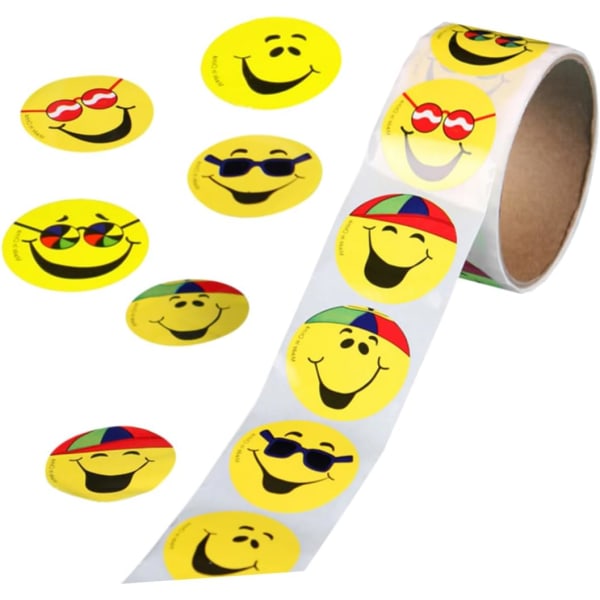 Smile Face-klistermärken 100 stycken gult papper för lärare och föräldrar