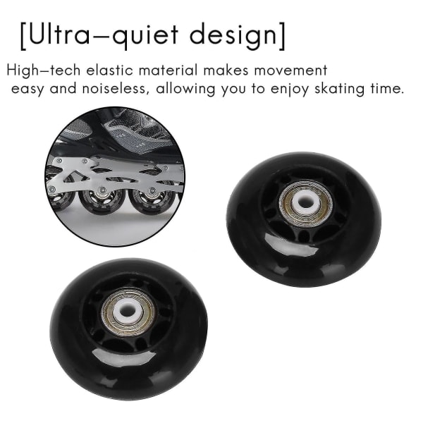 8 kpl inline-pyöriä, sisä-/ulkokäyttöön sopivat rullaluistimen pyörät, vaihtopyörät laakereilla 64mm