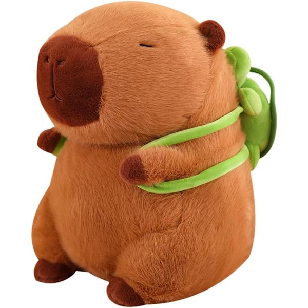 Söt Capybara Plyschleksak Capybara Plysch med Sköldpaddsryggsäck, Realistisk Mjuk Plyschdjur 25cm Capybara Plyschleksak Plysch Capybara för Barn Present