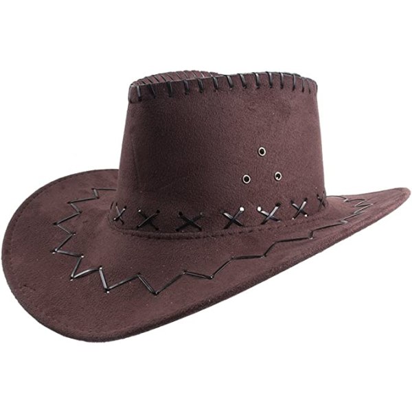 Cowboy Hat Western Hat Kostume Tilbehør Unisex Cowboy Hat (Mørkebrun)