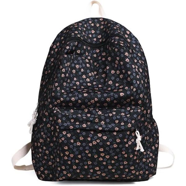 Söt Ryggsäck Estetisk Skolryggsäck - Kawaii Skolväska Blommig Preppy Ryggsäck för Skolflickor Skolväska