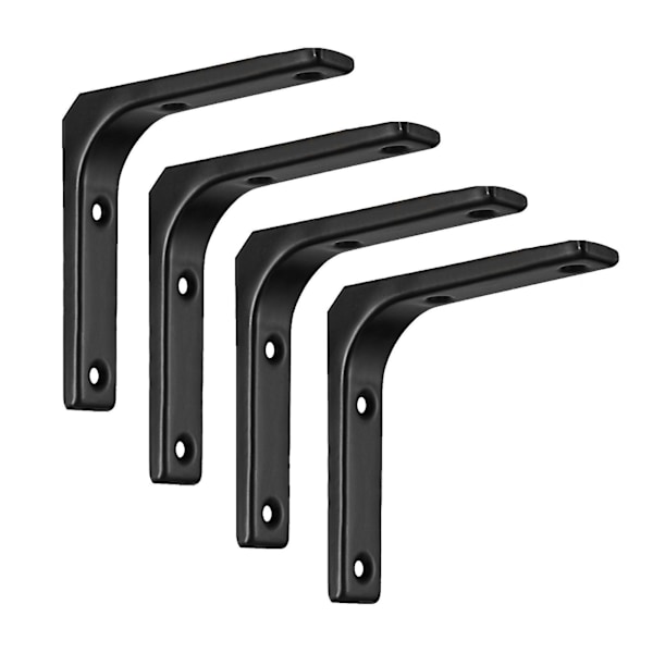 4kpl Raskaan sarjan hyllynkannatin L-muotoinen DIY-teräksinen huonekalujen seinäkiinnike kodin sisustus uusi Wuqx Black 100x100mm