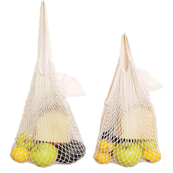 Reusable Grocery Cotton Twine Mesh Shopping Bag Fruit Pouch Grocery Shopping Bag Shopping Mesh Bag - Beige