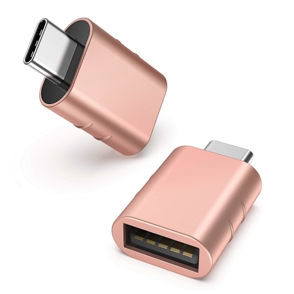 USB C till USB Adapter, 2-pack, USB C Hane till USB3 Hona, Kompatibel med MacBook Pro/Air 2021 iMac iPad Mini 6/Pro, Rosa