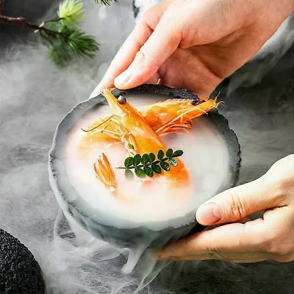 1 sæt molekylær gastronomi kreativitet imiterer den runde røgkops sorte service på ildstenkugleplade cement + kobber