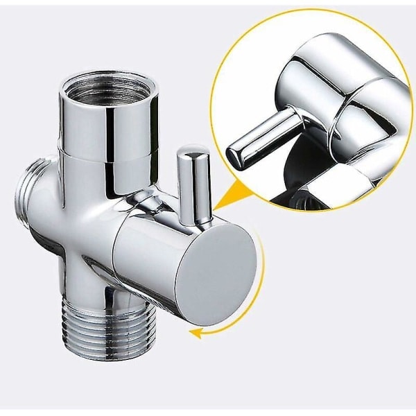 G1/2\" T-adapter med avlederventil for baderom vannstrømbryter 3-veis dusj Solid messing polert krom Cisea