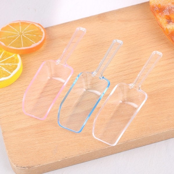 6 stk. Mini Plastik Skeer Transparent Is Scoop til Slik Transparent