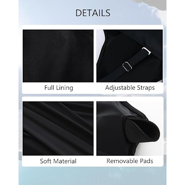 Mavekontrol Badetøj til Kvinder Slankende Endelt Badetøj Retro Rynket Push Up Vintage Polstret Black M