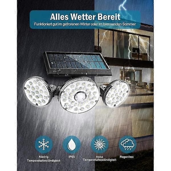 Utendørs solcellelampe, 70 LED solcelledrevet lampe med bevegelse