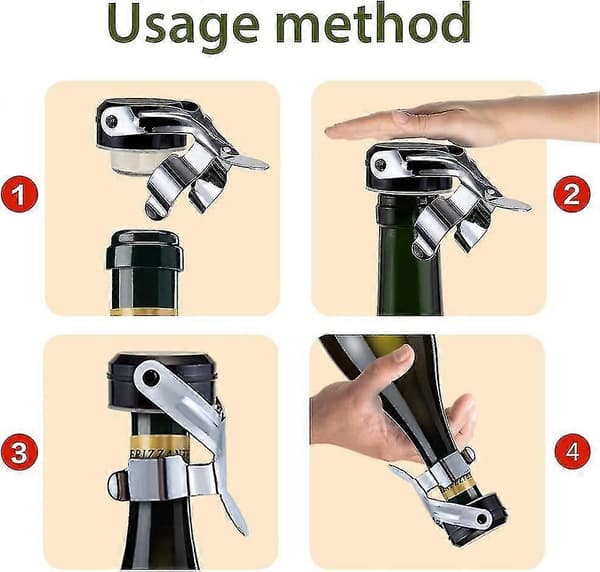Champagne Prop, 2 stk. Mindre Stål Champagneflaske Prop Er Til Cav Mousserende Prop Silver black 2pcs