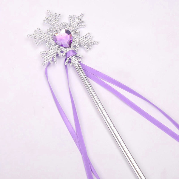 Prinsessa Elsan Kruunu Tiara ja Taikasauvasetti - Hopea Sydän Koru Pukeutumisvarusteet Taaperoille ja Pienille Tytöille Cosplay purple