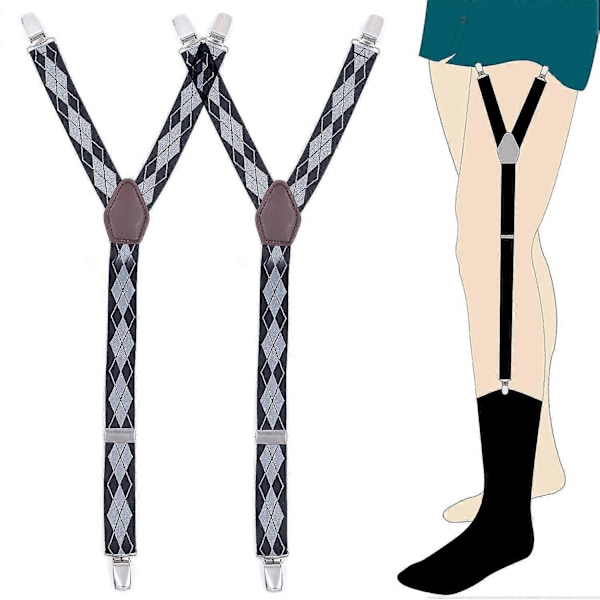 Herrskjortshållare Militär Justerbar Elastisk Strumpeband Strumpor Halkfria Clips G Grey