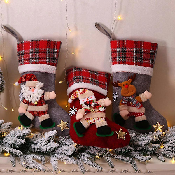 Julestrømpe Julemannsekk Gave Godteripose Julestrømper Julepynt Juletrepynt Jul Nyttår 2024 Little bear 40x24cm