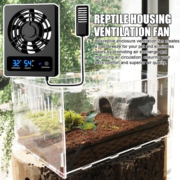 Ventilationsfläkt för reptilterrarium, avfuktare för regniga grader Celsius en degrees Celsius one