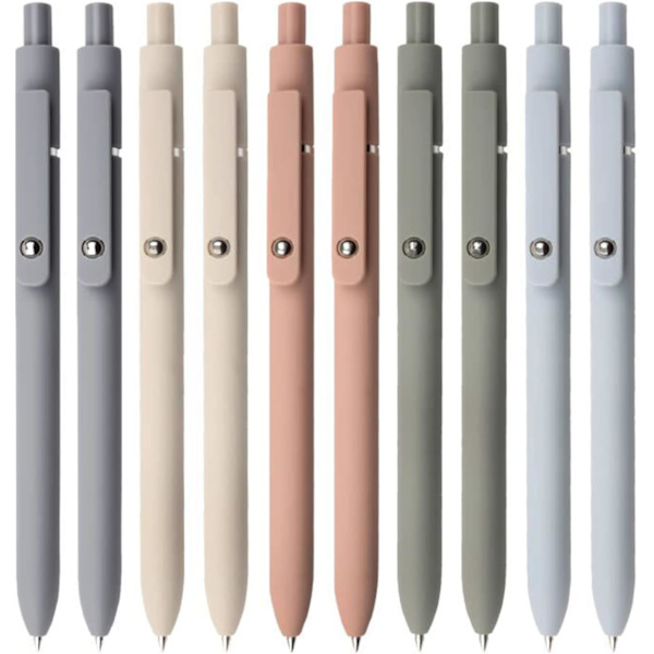 Gelpenna, 0,5 mm svart bläckpenna, indragbar fin spets, smidig skrivpenna för journalanteckningar, söta kontors- och skolmaterial, present till pojkar och flickor 10 Pcs Morandi